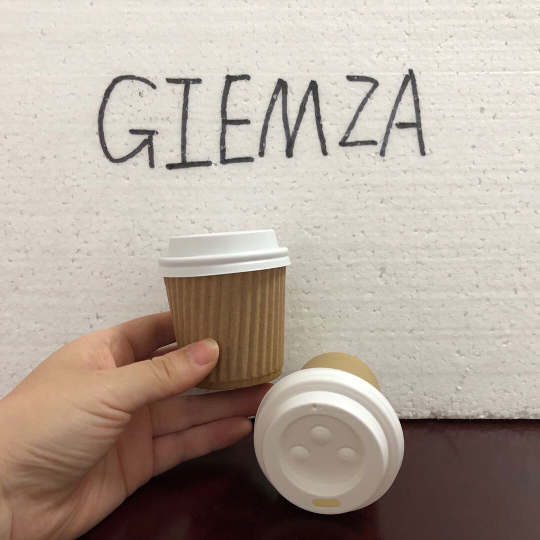 Giemza pappersmuggar 25 st engångs kaffekopp med lock 4oz verktyg te butik stormarknad prova smaka kopp anti-skållning