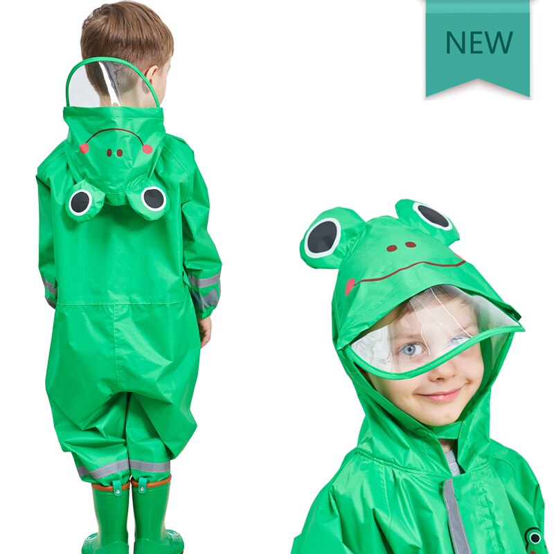 Kocotree 3-9 Jaar Oude Kinderen Cartoon Kikker Regenkleding Waterdicht Hooded Regenjas Uitloper Kamp Poncho Kids Regen Jumpsuit