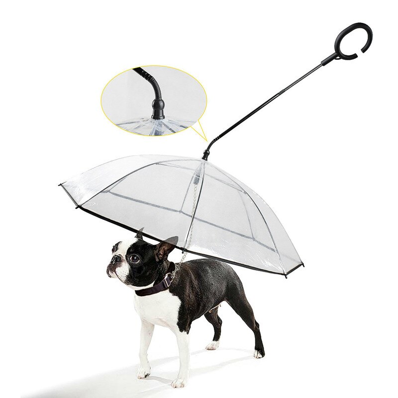 Parapluie pour animaux de compagnie Transparent chien c-type parapluie fournitures pour animaux de compagnie réglable pluie jour Hyena Traction corde parapluie inverse