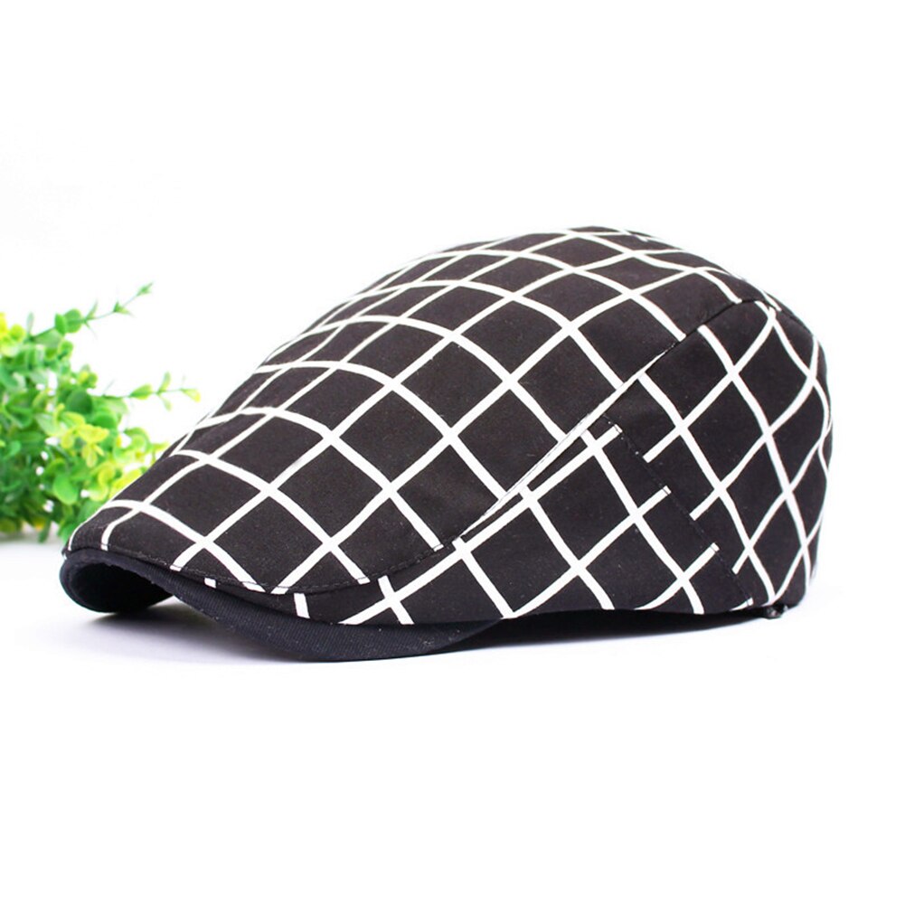 Men Women Plaid Cotton Flat Cap Summer Spring Sun Hat Adjustable Beret Headwear Clothing decor Accessory Xmas