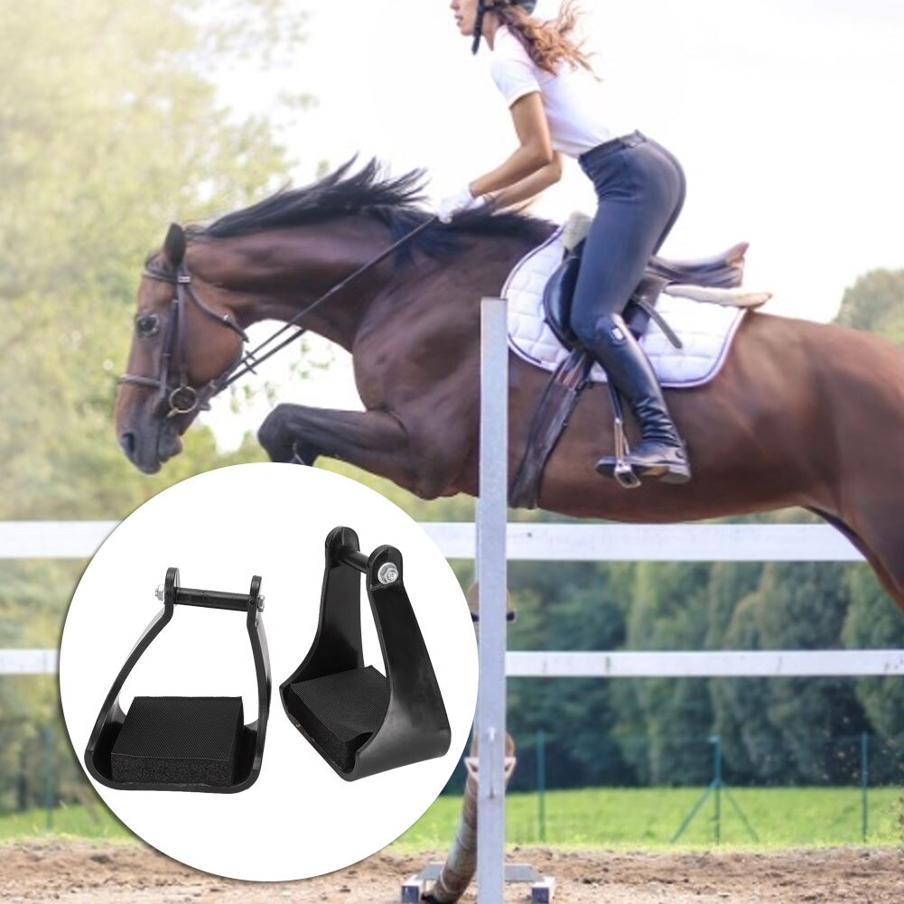 POM Plastic Stirrups Western Horse Riding Safety Saddle Trail Black Cushioned Foam Foot Pad