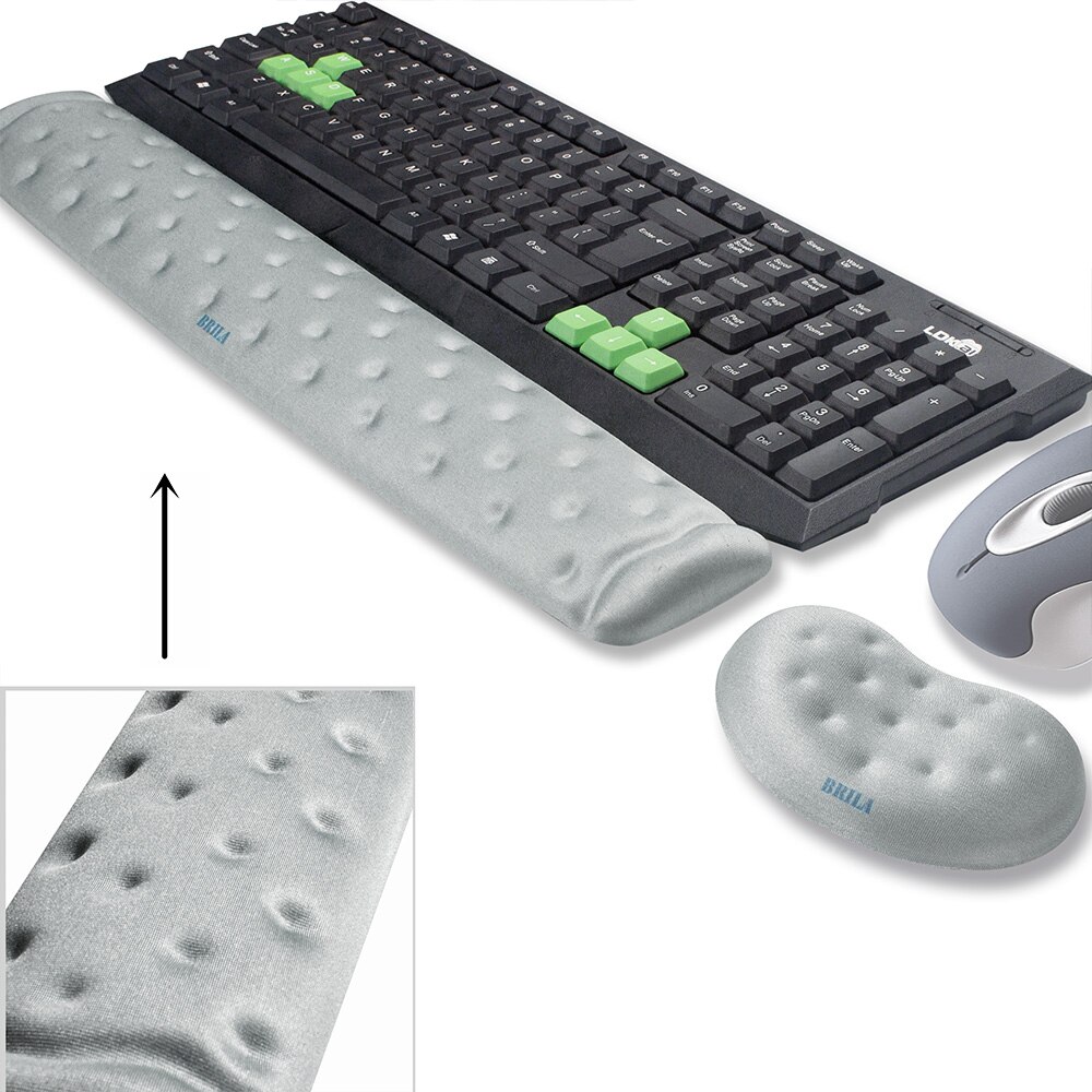 Almofada da almofada do apoio do descanso do pulso do rato & do teclado da ergonomia da espuma da memória de brila para o trabalho de escritório e o jogo de computador, alívio da dor do pulso