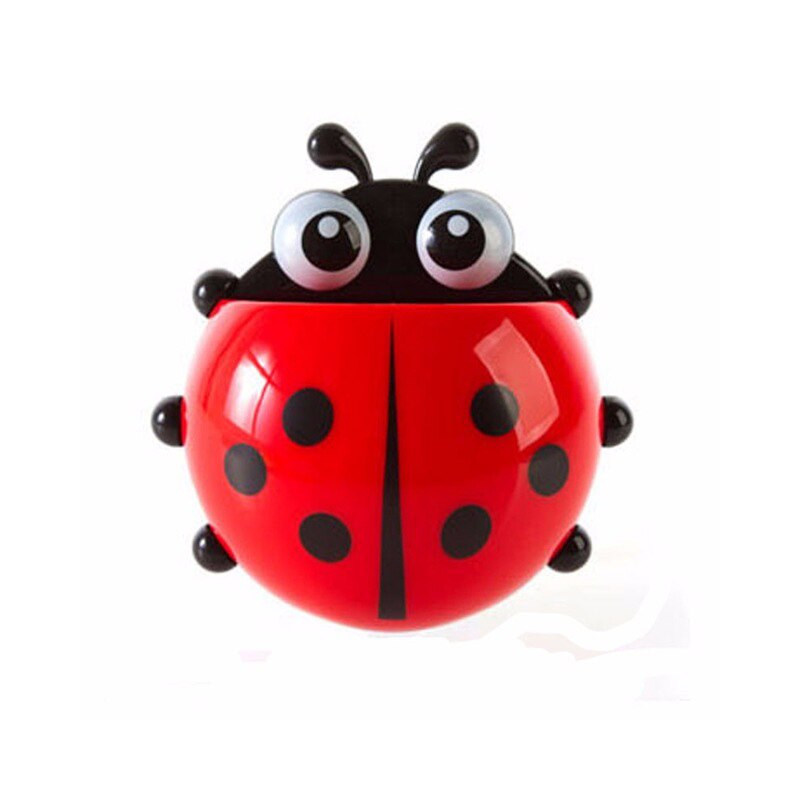 Animal mignon dessin animé coccinelle rouge vert jaune bleu couleur belle enfant salle de bain accessoires ventouse articles de toilette porte-brosse à dents: Rouge