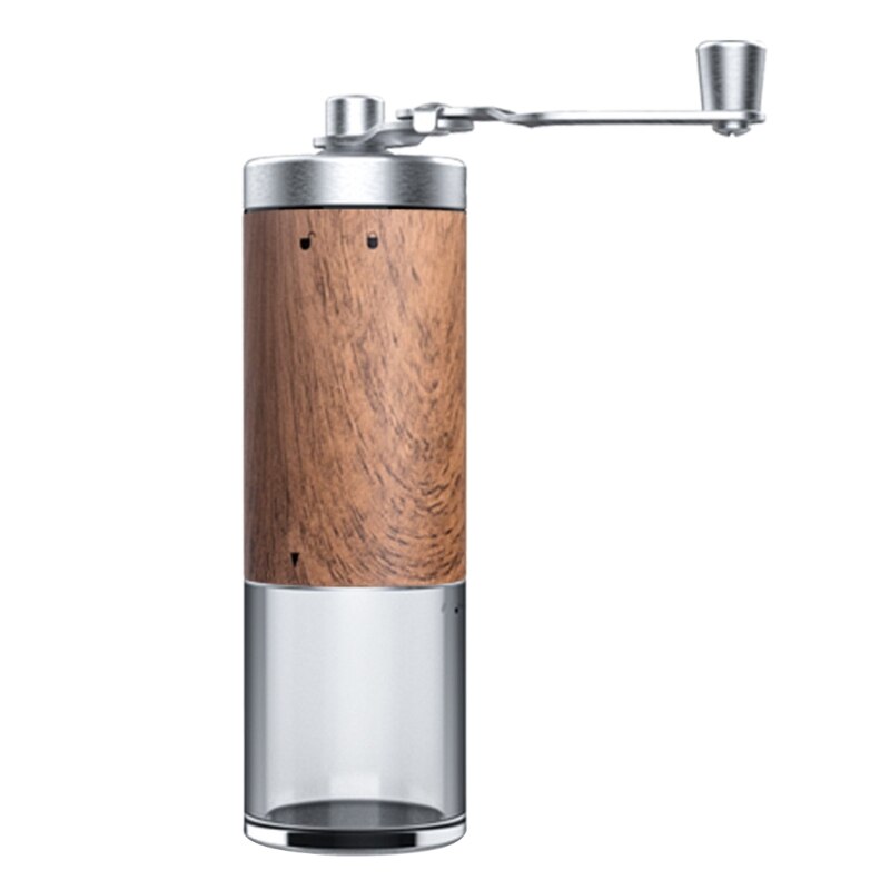 Portable Wood Grain Hand Manual Coffee Grinder Silver Stainless Steel Coffee Bean Burr Mill Hand Crank Aeropress Espresso Grinde: 2