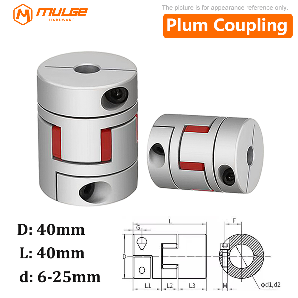 LM series Flexible plum clamp coupler D40 L40 shaft 3 Jaw shaft coupling 6mm-25mm D40L40 for CNC