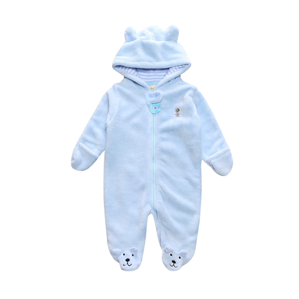 0-9M Dier Algehele Kleding Schattige Baby Rompertjes Winter Baby Baby Jongens Meisjes Romper Hooded Blauw Wit Jumpsuit warme Dikke Outfit: R0330 / 6m