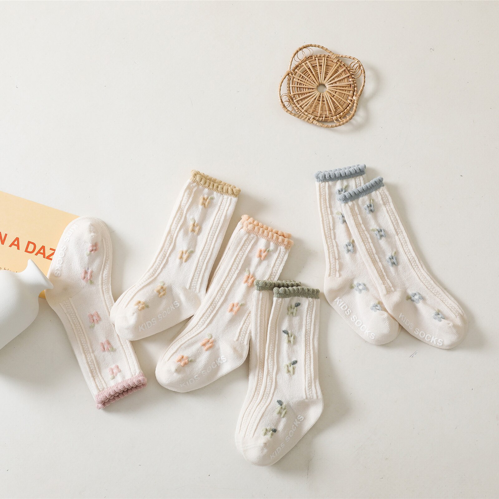 Kids Meisjes Casual Kousen Borduren Bloem Patroon Siliconen Dot Antislip Bloem Kousen 0-5Years Oude