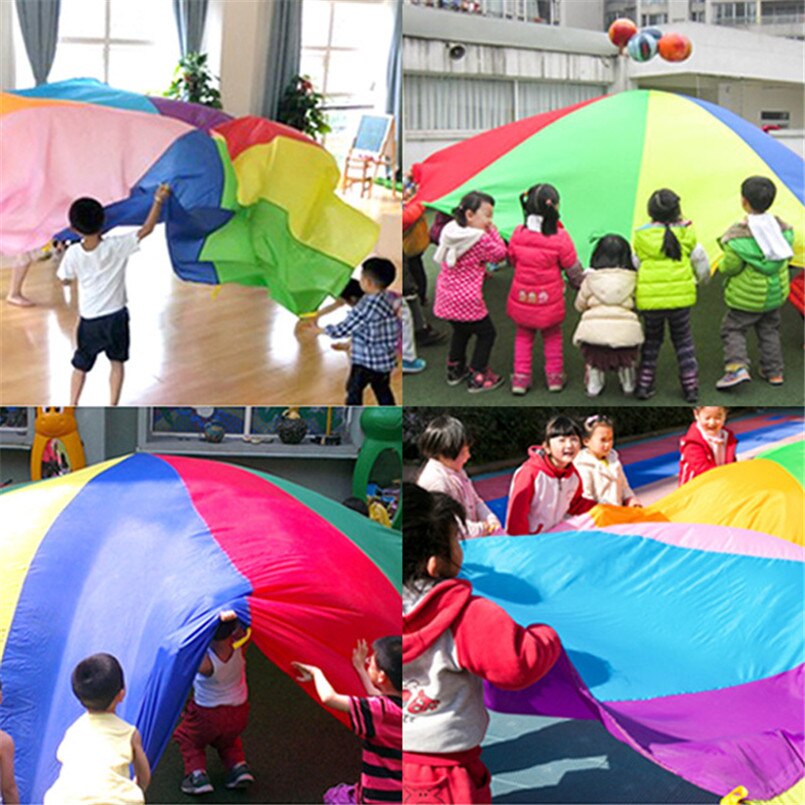 2M/3M/4M/5M Kleuterschool Regenboog Paraplu Stof Parachute Speelgoed Outdoor Sport Games mat Kinderen Oefening Ontwikkeling Leuk Speelgoed