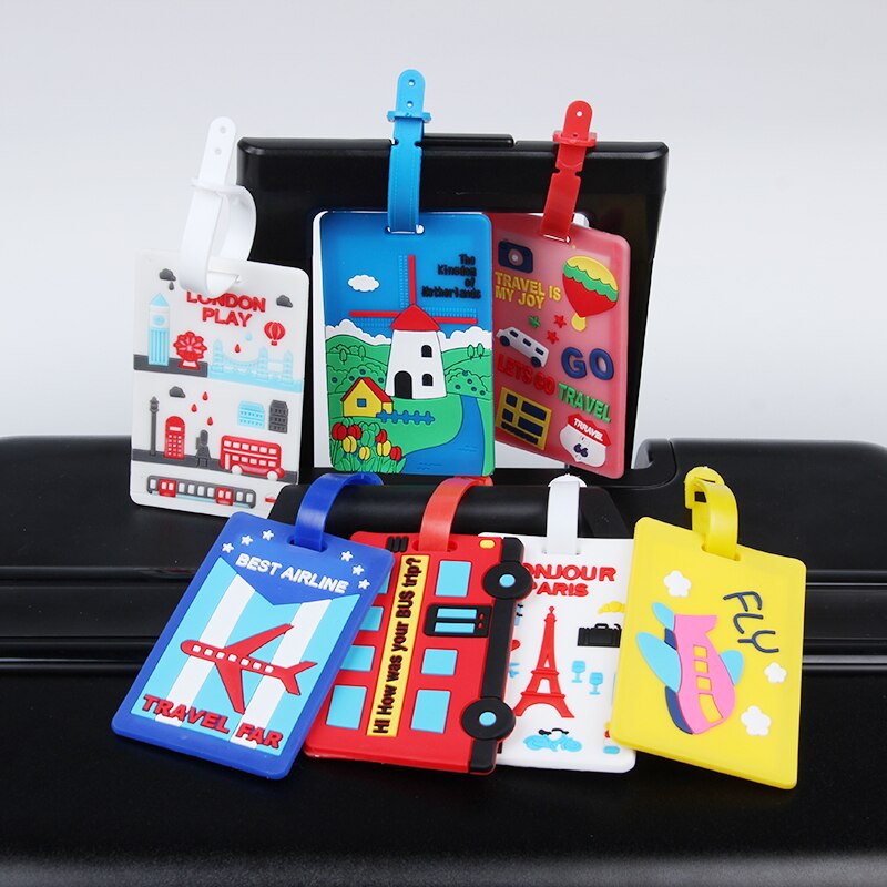 Kawaii valise étiquette à bagage dessin animé ID porte-adresse étiquette à bagages silice Ge Identifier accessoires de voyage étiquettes à bagages de voyage