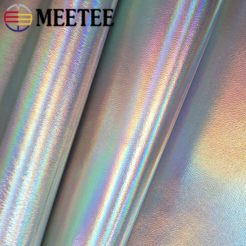 Meetee 50*138cm plata Sinfonía PU tela espejo reflectante impermeable tela para manualidades, costura fluorescente ropa sombrero bolsa Material