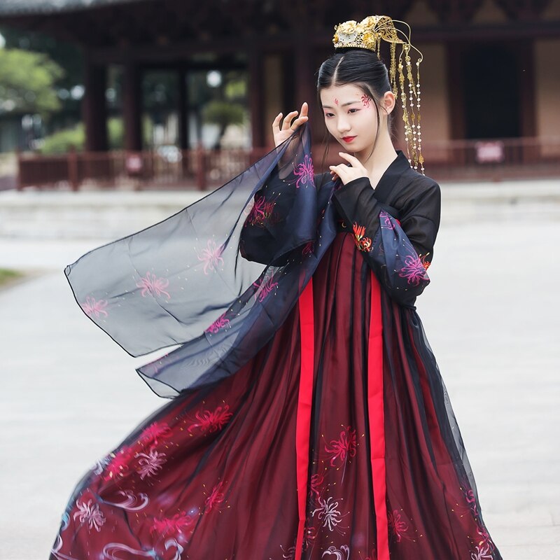 Hanfu Black Stage disfraces cantantes traje de baile tradicional chino traje de Festival Oriental ropa de actuación Folk DC1808