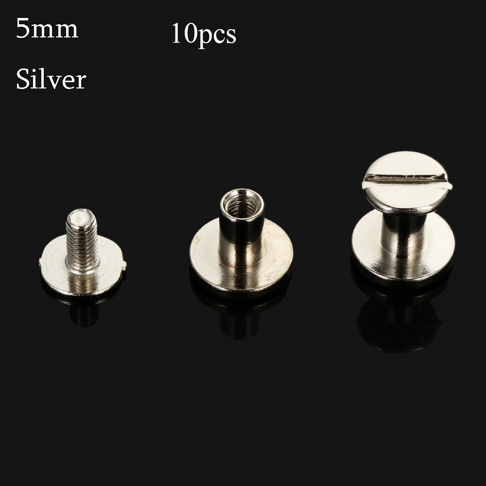 10Pcs 5/6.5/8Mm Diy Band Klinknagels Schroef Leather Craft Solid Nail Bolt Boekhouding Ronde Kop Schroeven Bagage Craft Messing nail: silver-5mm-10pcs