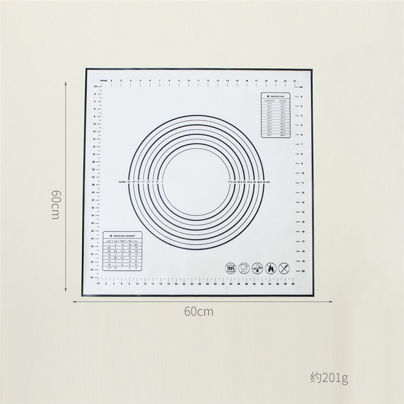 70*70cm Silicone Baking Mat Thicken Cake Silicone Mat Oven Pizza Pastry Mat Rolling Dough Board Non-Stick Mat Cake Baking Tools: Black-60x60cm