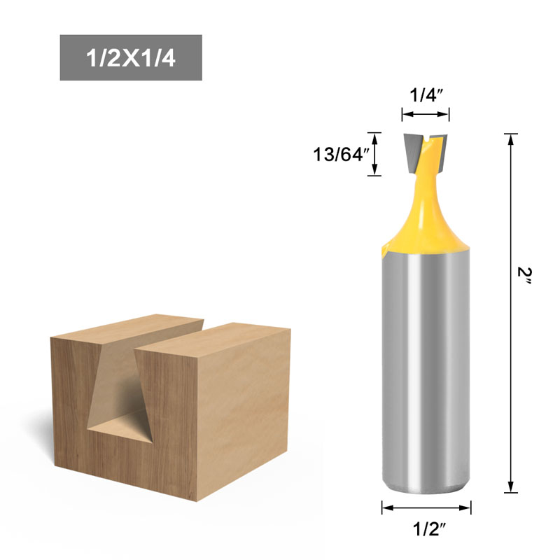 1Pc 6.35Mm 12.7Mm Schacht Hout Cutter Zwaluwstaart Frezen Voor Hout Tungsten Graveren Tool Frezen: NO8