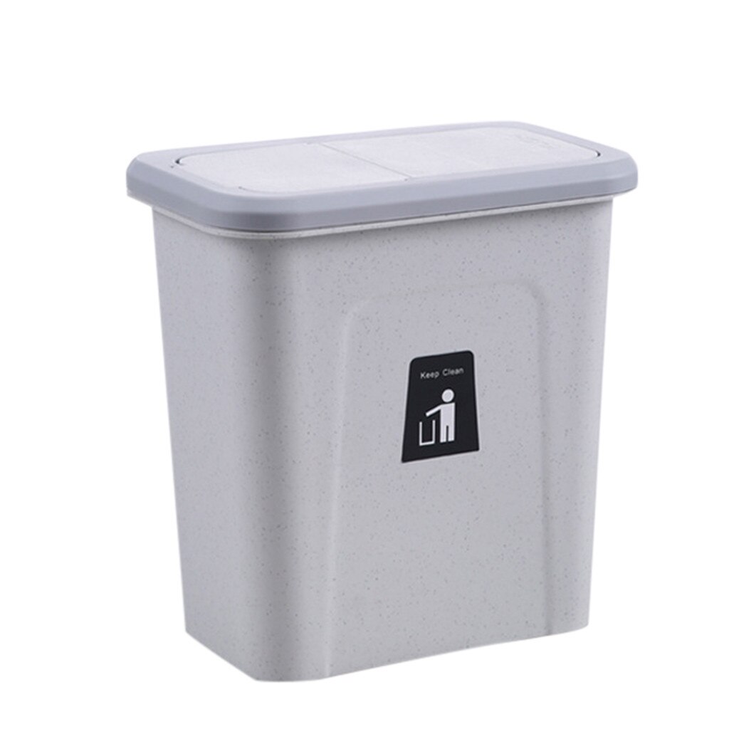 Kjøkkenskapdør hengende søppelbøtte med lokk veggmonterte avfallskurver push-top søppelbøtte søppelcontainer #15