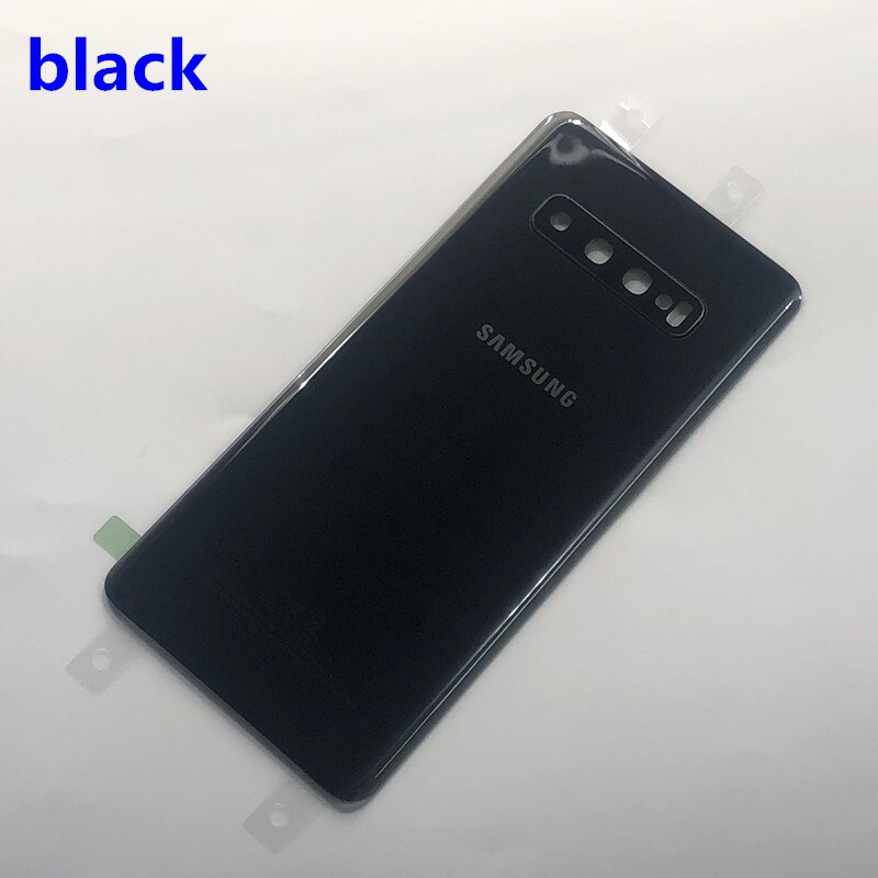 Sostituzione vetro posteriore per Samsung Galaxy S10 G973F S10 + G975F S10E G970 coperchio batteria custodia porta posteriore + sticke impermeabile: S10  black