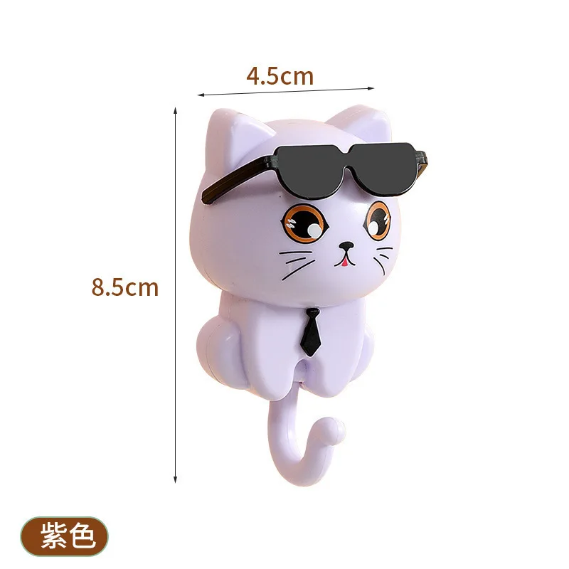 Ganchos para gatitos, gancho de pared para gatos de dibujos animados, colgador para colgar en la pared, soporte para llaves, utilidad de almacenamiento para el hogar, decoración de pared para ropa y sombrero, 4 Uds.: Caqui oscuro