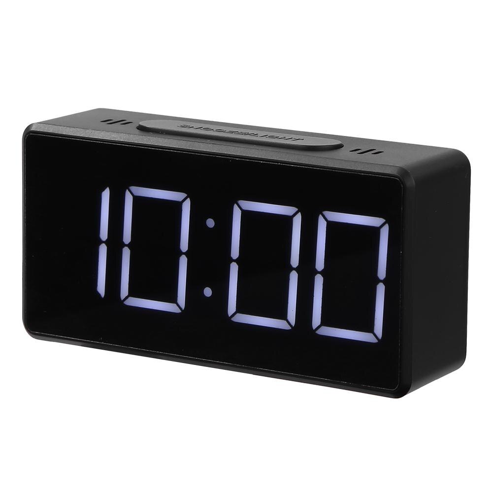 Led Mini Student Clock Usb Desktop Electronic Alarm Clock Temperature Tester-white Light 2 Levels Of Brightness: Black