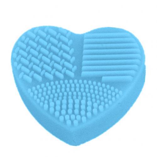 Love Heart Wash Cosmetic Brushes Cleaner MakeUp Washing Brush Gel Cleaning Mat Silicone Foundation Makeup Tool Cleaning Scrubber: Sky Blue