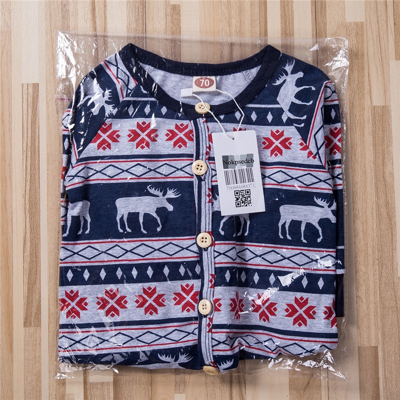 Nyfødt julebukser langærmet hjorteprint babypige bukser jule baby drenge jumpsuit juletøj til småbørn baby drenge outfit