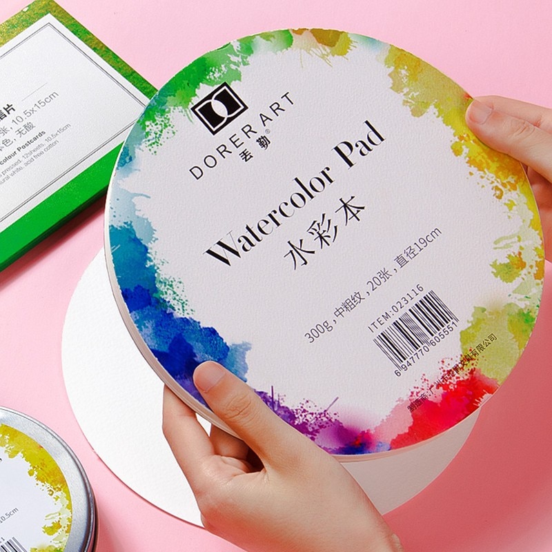 Dorerart rond coton aquarelle papier bloc carte postale 300g Aquarelle peinture papier peint à la main Aquarel Art fournitures