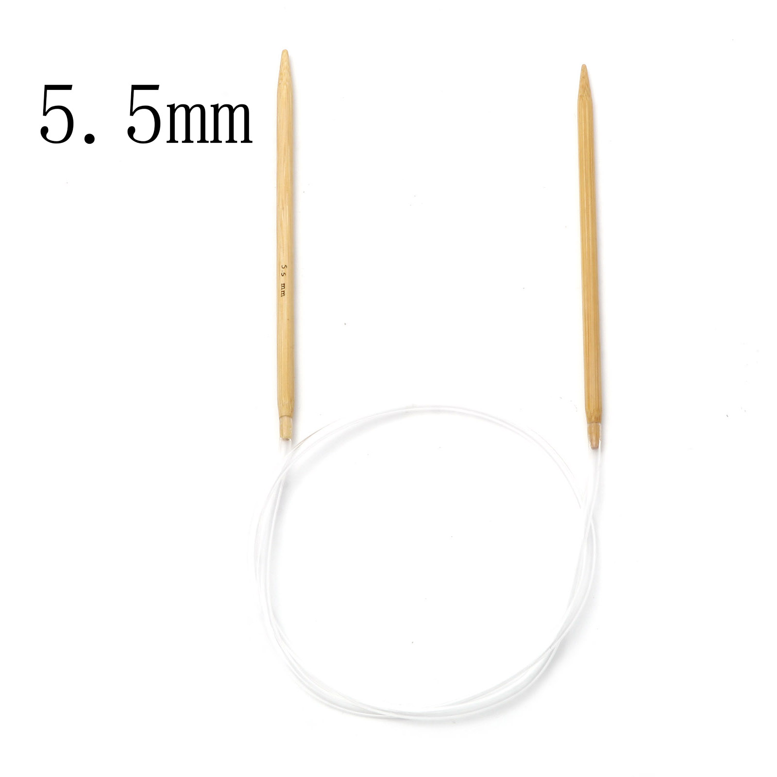 2mm-10mm Bamboo Plastic Circular Knitting Needles Beige Crochet Needles Pins Needle Craft Tools DIY Sewing Tools,80cm Long,1PC