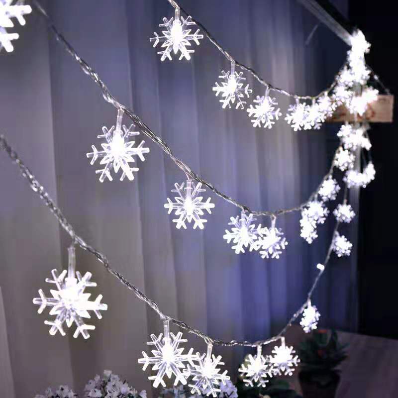 Merry Christmas 1.5M Colorful LED Snowflaker LED Garland String Lights Battery Powered Year Fairy Lights Garlands: SNOW white