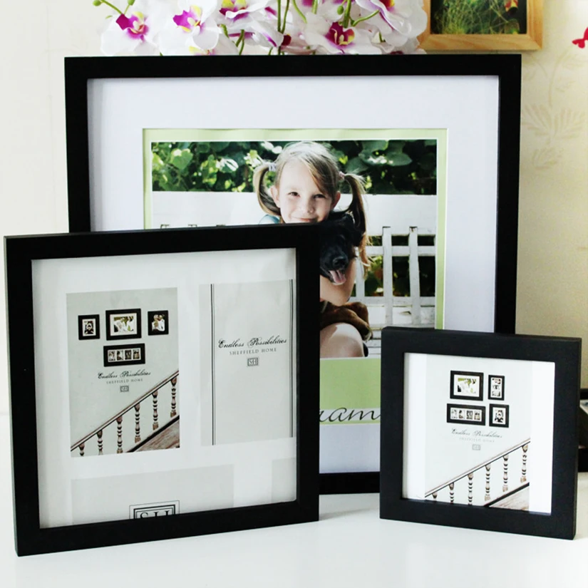 Wooden Nature Square Picture Frame,Plexiglass Include Poster Photo Frames For Wall Hanging Photo Frame 30X30 35X35cm