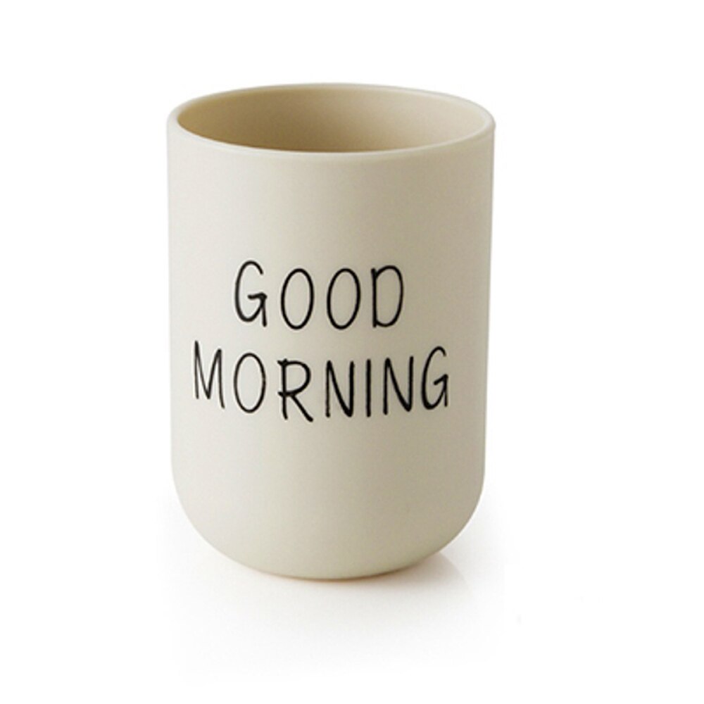 Home Tumblers Good Morning Cup Round Toothbrush Toothpaste Holder Cup Travel Washing Cup Water Mug Bathroom Accessories: khaki