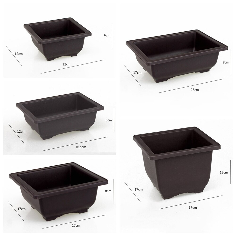 1PC Plastic Rectangle Square Flower Pot Plant Bowl Bonsai Succulent Basin Nursery Succulent Pot Garden Supplies