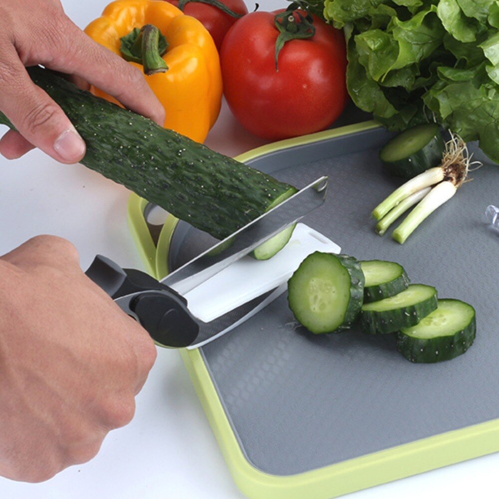 Keuken fruit en groente voedsel smart schaar multi-functionele rvs schaar