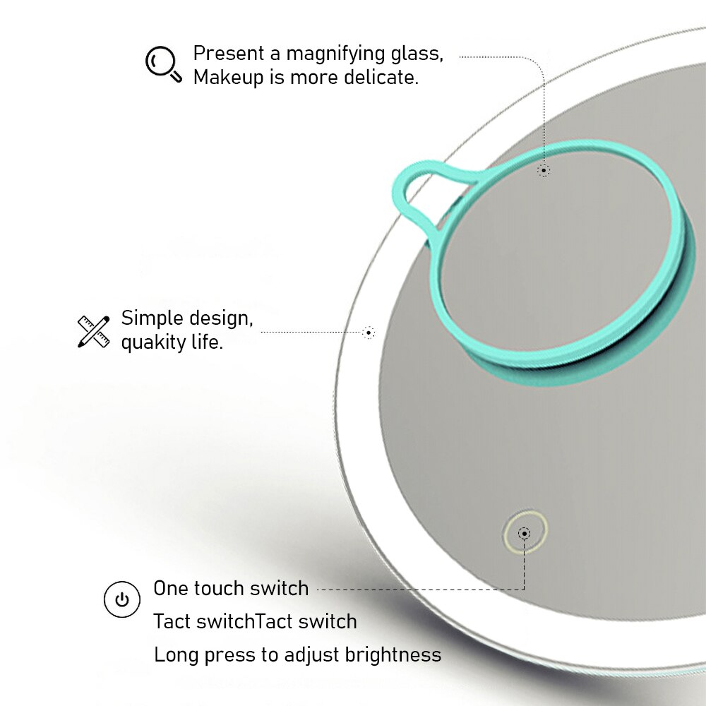 Makeup Mirror LEDs Cosmetic Mirror with Touch Dimmer Switch Detachable Magnifying Mirrors For Beauty Makeup Eyelash Brush