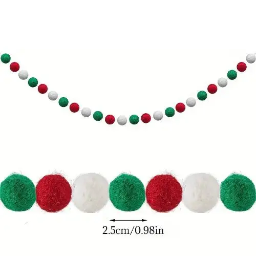 Bolas de lana de 2M, decoraciones de dormitorio hechas a mano, decoración de pared de Halloween, adorno para fiestas de Navidad, colgante, guirnalda de pompones: Beige