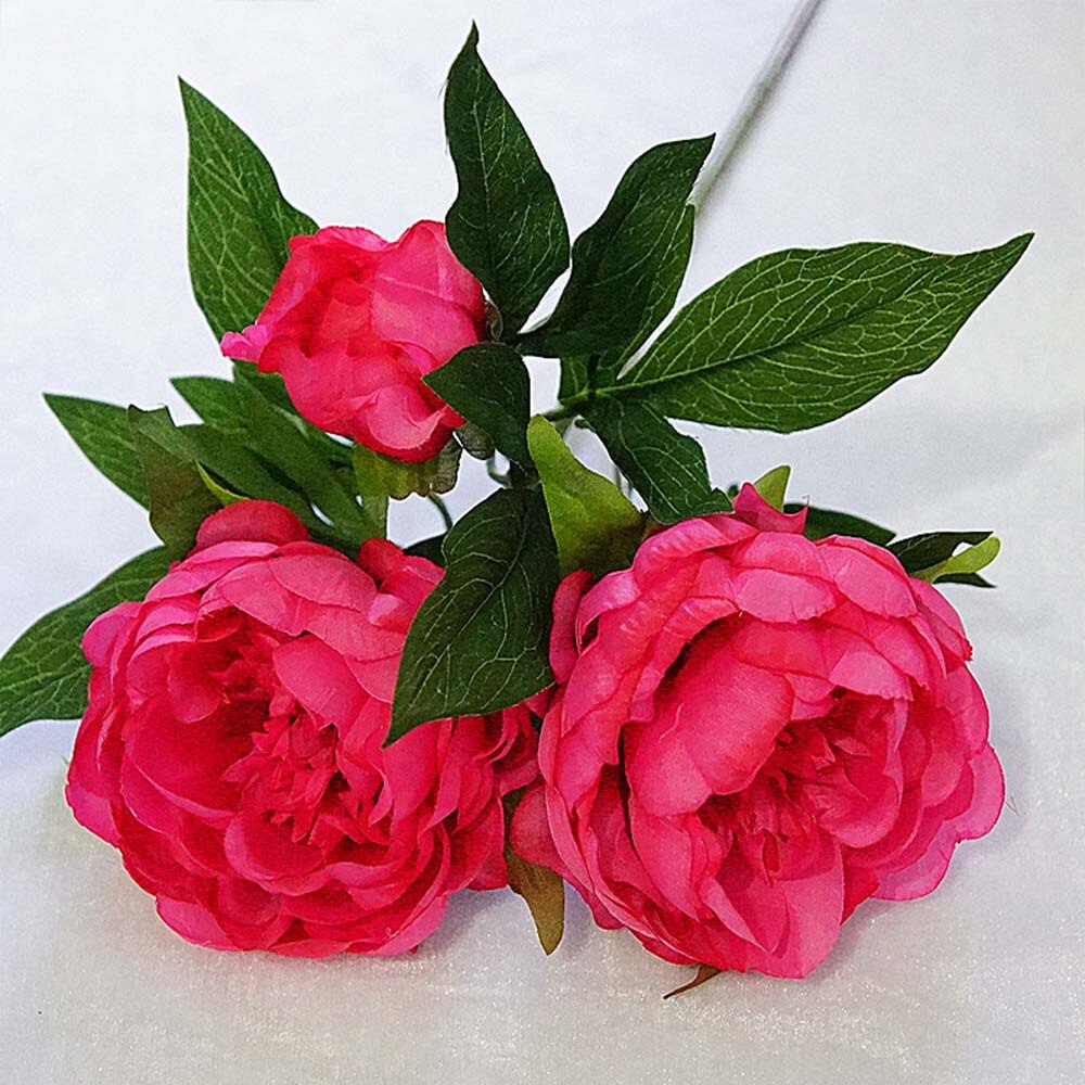 3 têtes/1 bundle pas cher pivoine bouquet Vase arrangement de fleurs décor à la maison décoration de mariage fleurs artificielles pour scrapbooking: 4