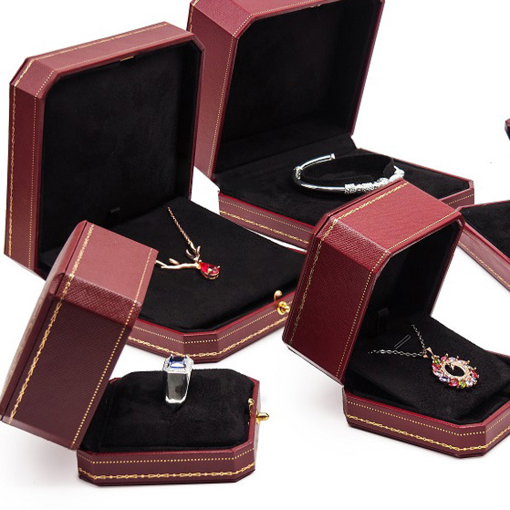 Smyckesförpackning av högsta kvalitet, lyxiga smycken, vigselringask, halsband, örhängehållare, åttkantigt armbandspaket