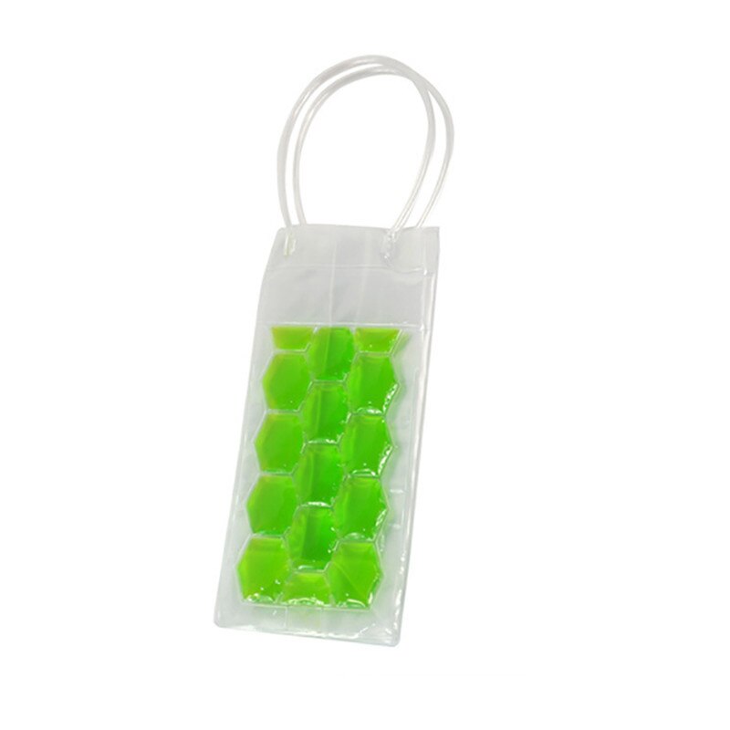 1Pc Pvc Wijn Fles Vriezer Bag Champagne Koeler Bier Cooling Gel Ijs Carrier Houder Met Handvatten Draagbare Drank Ijs-Koude Gereedschap: green