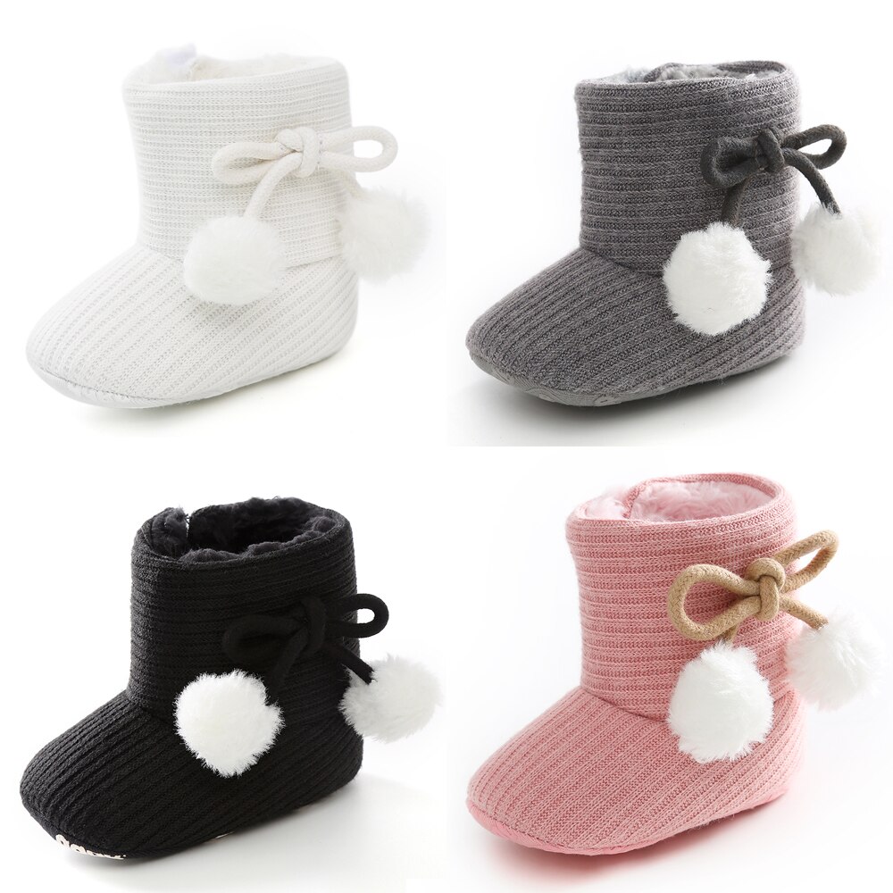 Baby Herfst Winter Laarzen Baby Meisje Jongens Winter Warme Schoenen Solid Peuter Fuzzy Ballen Babyschoenen Kid Schoenen