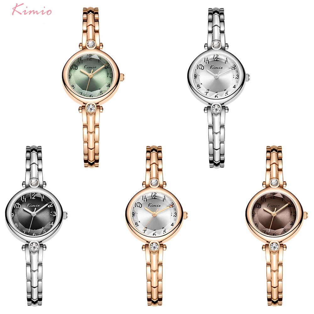 Kimio luksus rhinestone quartz ur rustfrit stål armbånd ure casual vandtæt armbåndsur dame kjole ur