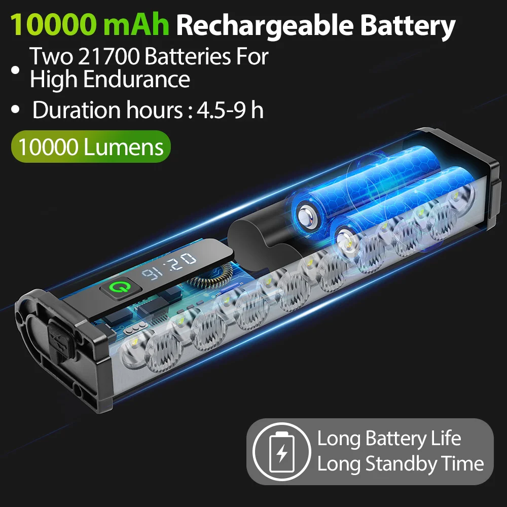 10000 mah cykellygte 17 led front dobbelt beslag powerbank mtb mountainbike lampe cykelforlygte cykeltilbehør