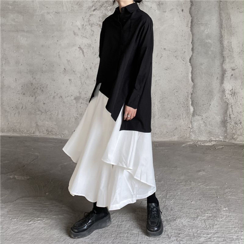 Faldas de mujer, faldas góticas irregulares, pantalones de mujer de cintura alta, faldas largas blancas y negras, faldas plisadas para mujer, Culottes, ropa para mujer