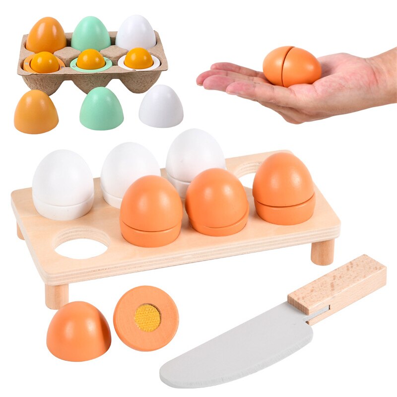 Late som kjøkken barn leker simulering mat tre egg sett magnetisk pasta egg late som å leke kutte mat jente matlaging spill