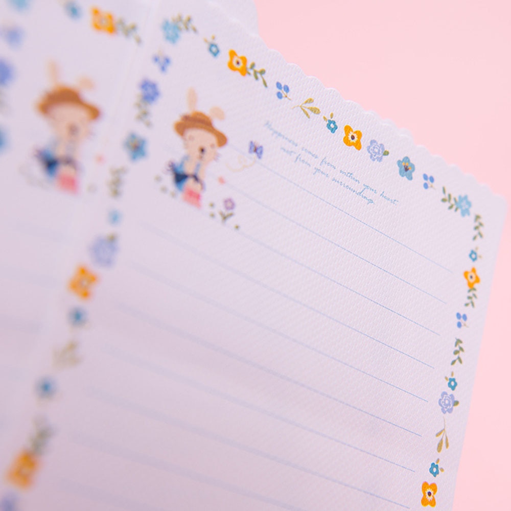 Sobres de 4 hojas para juego de papel de carta, suministros de oficina, letras de carta de amor, flor, Animal bonito, escritura, letras de papel, sobre