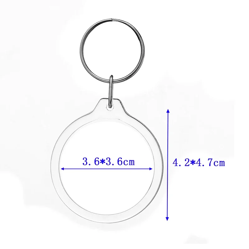 1-10 Uds DIY foto Keychian acrílico imagen insertar llavero cuadrado redondo personalizado llaveros divididos para de graduación de aniversario: 6 cm / Blanco