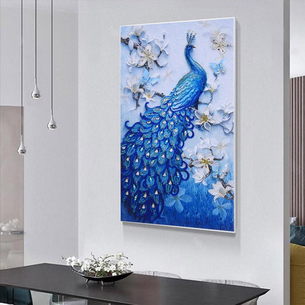 Peacock Shaped Diamond Painting By Numbers for Kids Children Cross Crafts Stitch Kits