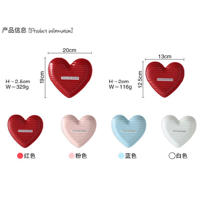 Assiettes à dîner en céramique de cœur | Assiette à boeuf, vaisselle de couleur unie, assiette à Dessert, petit déjeuner coupe-salade Simple et