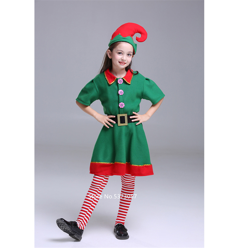 Christmas Cosplay Halloween Costumes for Kids Boy Girls Elf Grinch Dress Year Xmas Carnival Party Santa Claus with Hat