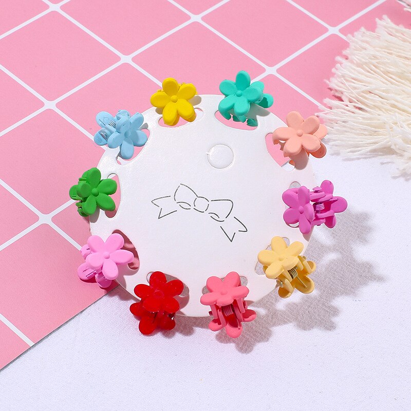 10PCS/Set Girls Cartoon Colorful Flower Mini Hair Claws Kids Sweet Hairpins Children Hair Accessories Cute Hair Clip: B1-1.5cm