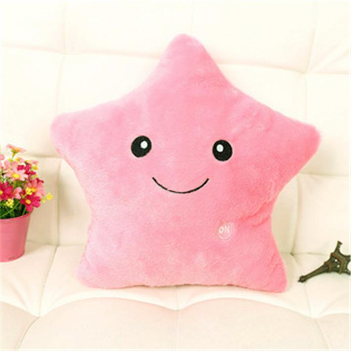 Colorful Star Glow LED Luminous Light Pillow Cushion Soft Relax Pink