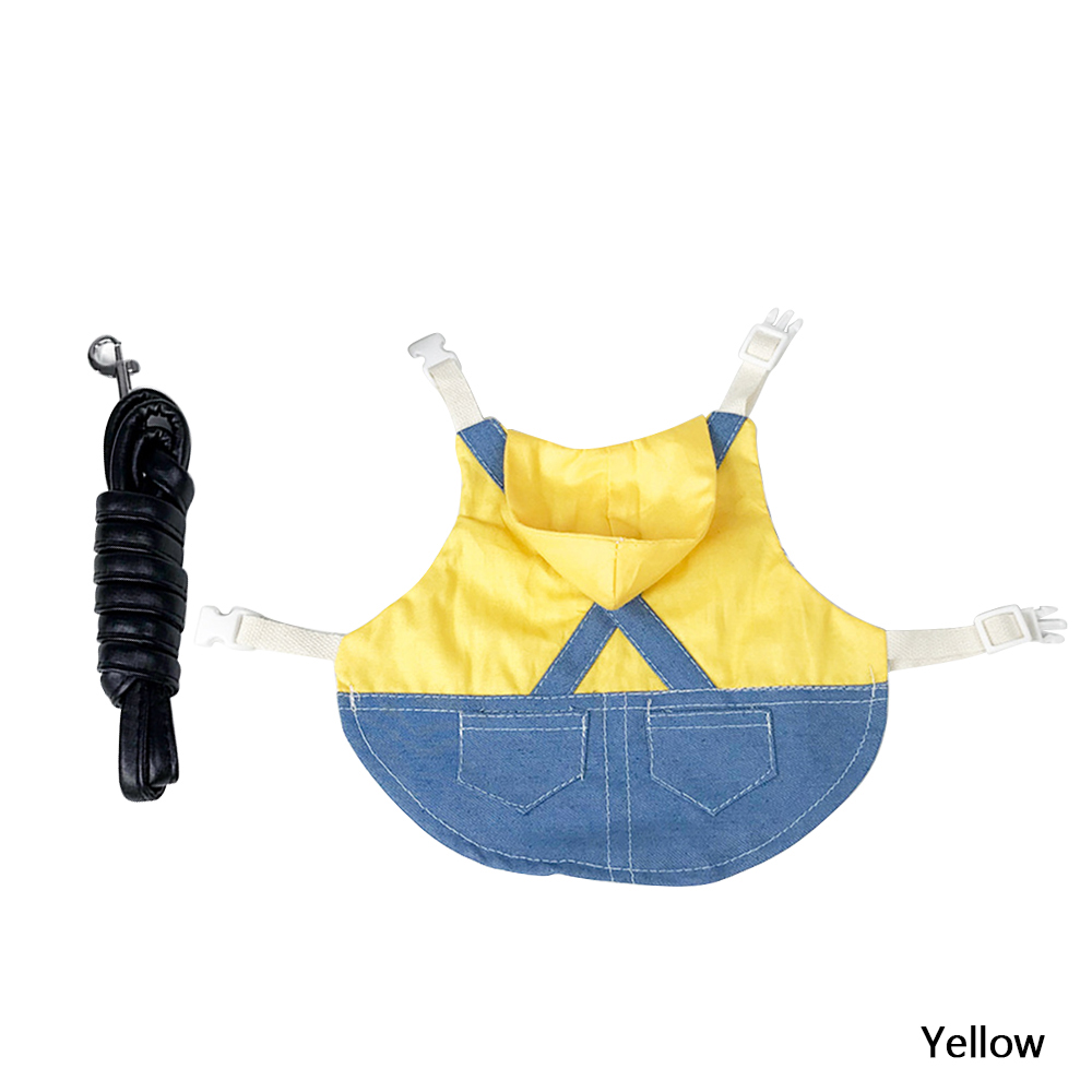 Kleine Ebene Denim Jacke Mantel nutzbar machen Leine Weste Tasche Hütte einstellen Haustier Kaninchen Kleidung für Frettchen Hase Hamster Kleine Haustier liefert: Gelb / L