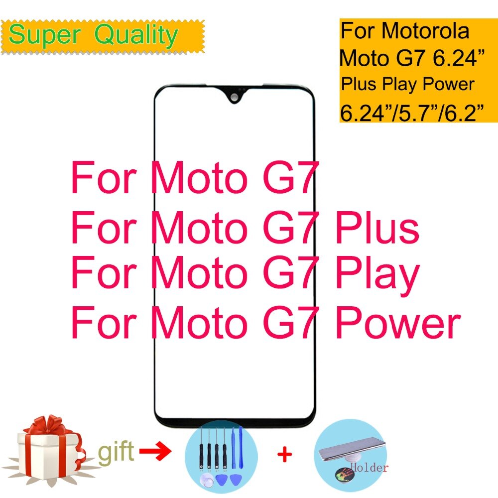 Super para Motorola Moto G7 Plus Play Power Touch pantalla frontal exterior cristal Panel lente para Moto G7 LCD pantalla táctil frontal